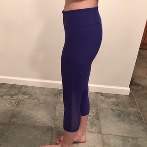 Zella Purple/Mesh Crop Legging Yoga Pants Small